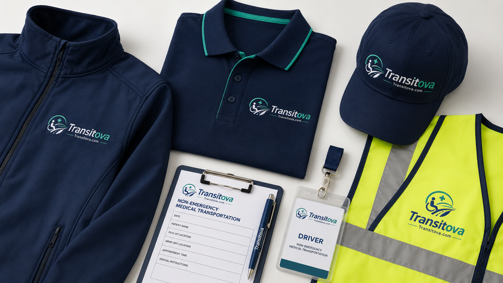 Transitova branded uniforms, cap, hi-vis vest and ID lanyard